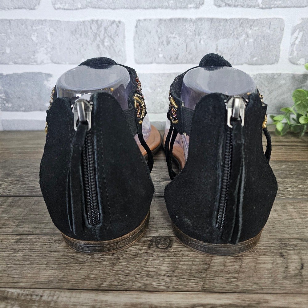 Minnetonka Women Black Suede Beaded Gladiator Sandals 71319 BLM 8 Festival Boho - Picture 6 of 10